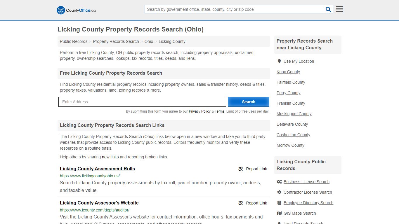 Property Records Search - Licking County, OH (Assessments ...